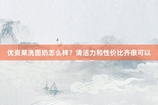 优资莱洗面奶怎么样？清洁力和性价比齐很可以