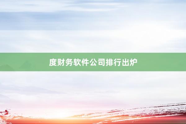 度财务软件公司排行出炉