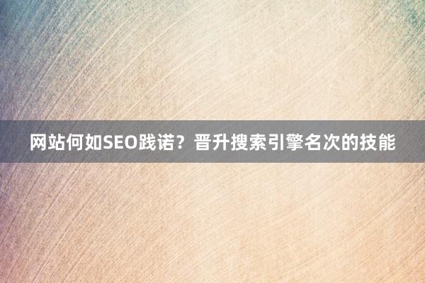 网站何如SEO践诺？晋升搜索引擎名次的技能